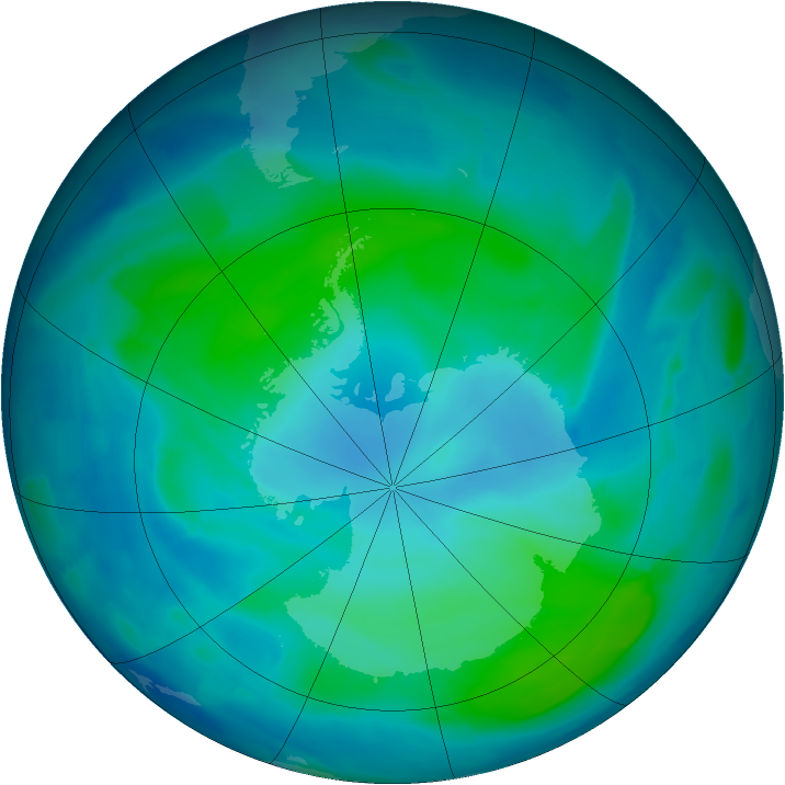 Antarctic ozone map for 10 February 2012